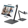 thumbnail image 2 of PYYAN-Tablet Stand Holder for iPad, 9.5''-16.5''Height Adjustable Tablet iPad Stand for Desk Support 22LBS, 360°Rotating Arm Portable Monitor Holder Mount for 4''-13''All iPad, iphone 17 16pro, Black, 2 of 4