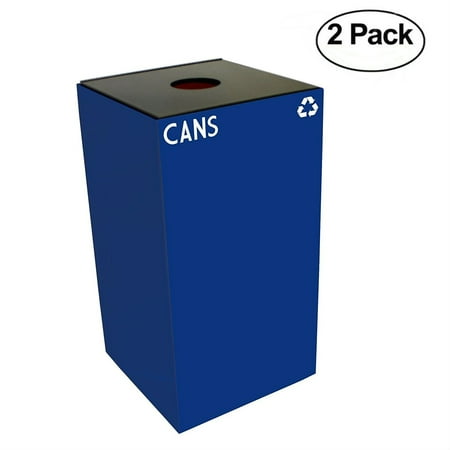

Witt Industries 28GC01-BL GeoCube Recycling Receptacle with Round Opening Steel 28 gal Blue (Set of 2)