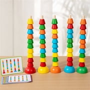 Weloille Geometric Matching Cylinder Cognitive Bead Stringing Abacus Toy, 1 Box, Educational Toy for Counting and Sorting