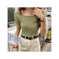 thumbnail image 1 of Women Short sleeve solid knitted crop top, 1 of 4