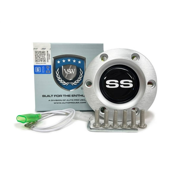 VSW 6-Bolt Brushed Horn Button with Chevrolet Silver SS Emblem STE1007BRU
