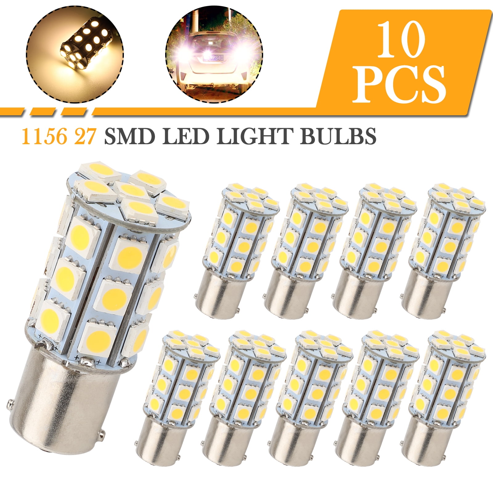Pack of 8 Super Bright 1156 BA15S 1141 1003 1073 7506 LED Bulbs Warm White 5050 18-SMD Replacement Lamps For 12V RV Interior Ceiling Dome Light/Travel Trailer/Camper/Boat Yard Light Bulbs UNXMRFF 