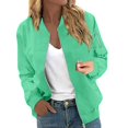 thumbnail image 3 of Duoif Veste pour Femmes, Manteau Décontracté à Fermeture Éclair avec Poches, Vert Menthe P, 3 of 9