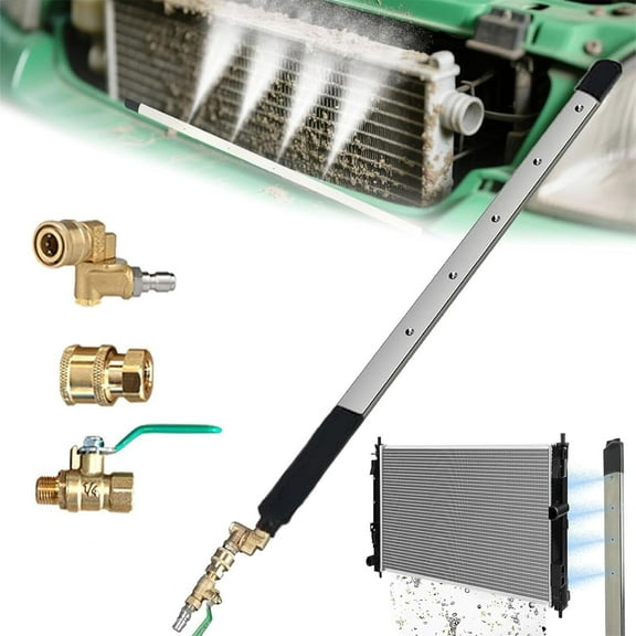 Radiator Cleaning Wand with Air Pipe Quick Connector, 4500 PSI 24-47” High Pressure Radiator Cleaning Tool, for Automotive Radiators, Condensers, Hvac & Heavy Machinery (24in Switch)