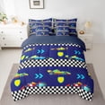 thumbnail image 2 of Homewish Boys Girls Geometric Plaid Twin Bedding Sets 7-Piece,Racing Car Theme Bedding Comforter Set Microfiber,Extreme Sport Breathable Sheet Sets,Lightweight Room Decor,Reversible, 2 of 8