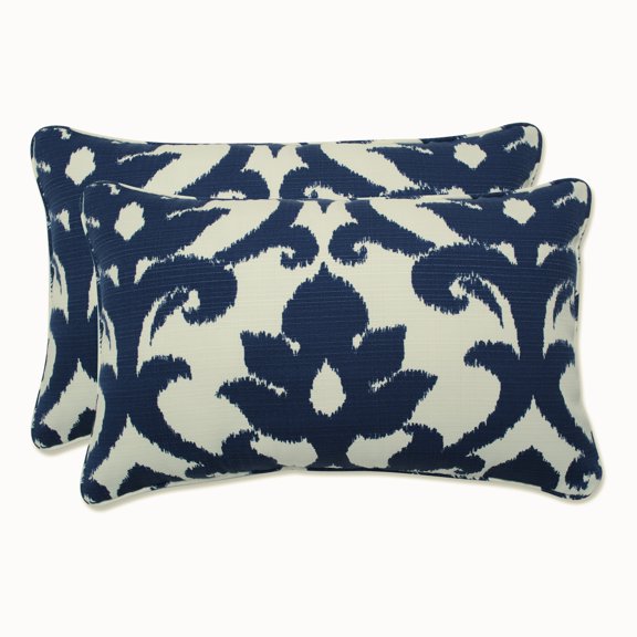 Pillow Perfect 18.5-inch by 11.5-inch Corded Rectangular Outdoor Throw Pillows (Set of 2) - Basalto Navy
