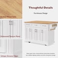 thumbnail image 5 of Chords Attic 54-inch Large Kitchen Island with Rubber Wood Drop Leaf, Rolling Kitchen Cart on 4 Wheels with 4 Doors and 3 Drawers for Dining Room, 5 of 11
