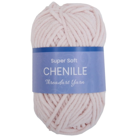 ThreadArt Chenille Yarn for Crocheting, Knitting, Amigurumi, Super Soft Plush Velvet Yarn - 50 Gram 60 yds #5 Fluffy Yarn Skeins - Blush Pink