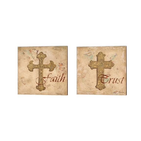 Great Art Now Faith & Trust by Tiffany Hakimipour 2 Piece Canvas Art Set Each 14"W x 14"H