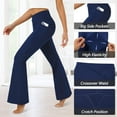 thumbnail image 5 of Women's Flare Leggings with Pockets-Crossover High Waisted Bootcut Yoga Pants-Tummy Control Bell Bottom Leggings, 5 of 12
