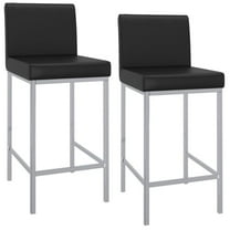 Contemporary Home Living Low Back Counter Stool - 37.5" - Set of 2 - Black and Chrome