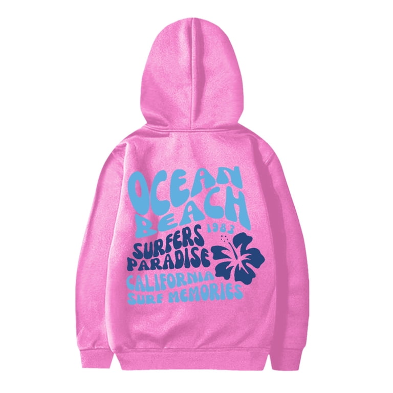 MIASHUI Palm Puff Hoodie Preppy Letter Print Hoodie Oversized
