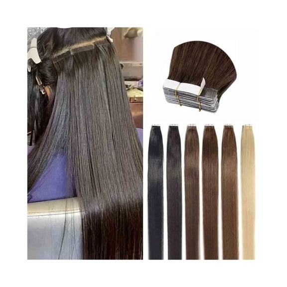 Tape in Hair Extensions Human Hair for Women, 16-26 Inch Long Brazilian Remy Hair Invisible Seamless Tape in Hair Extensions 50g 20pcs
