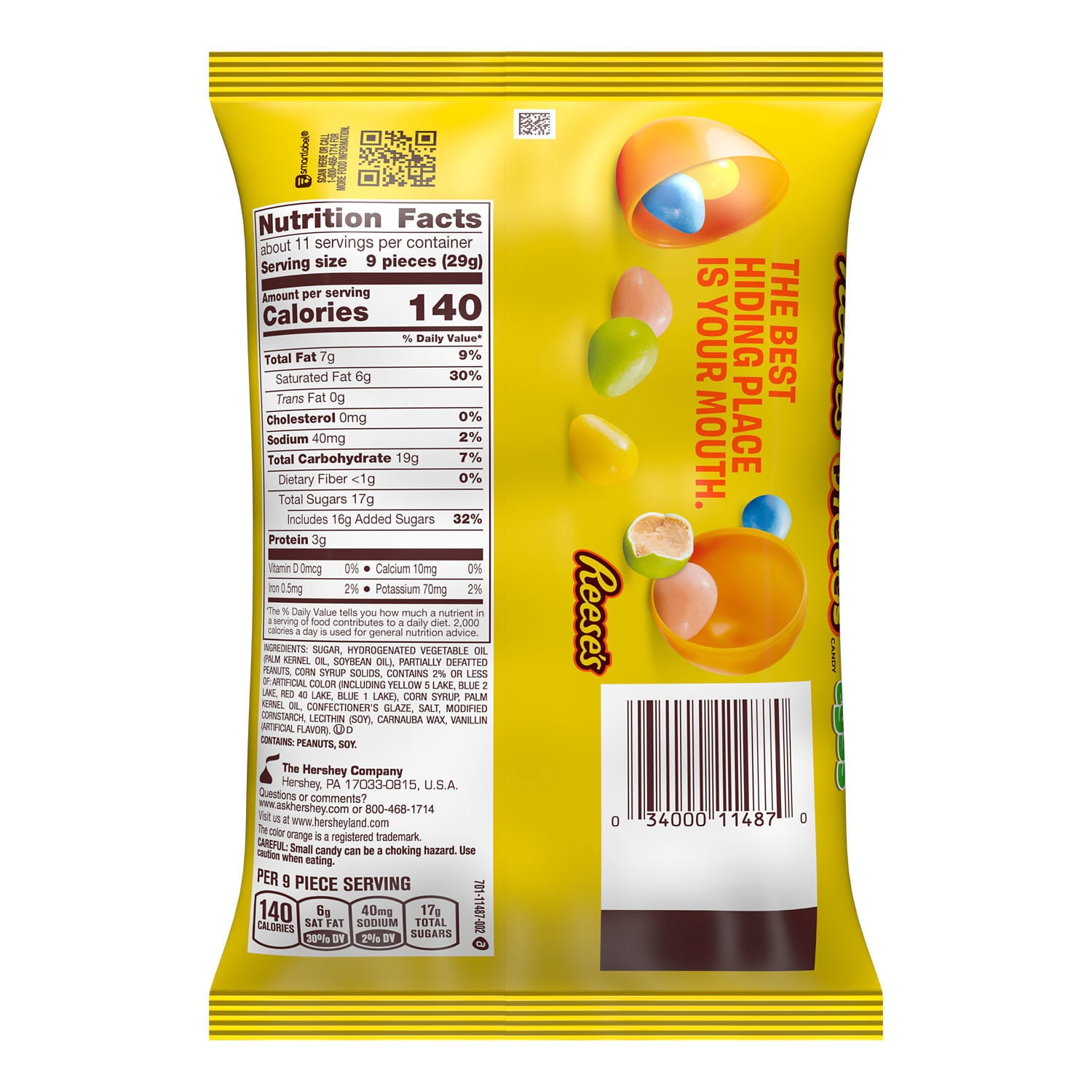 (3 pack) REESE'S PIECES Peanut Butter in a Crunchy Shell Eggs, Easter Candy Bag, 10.8 oz
