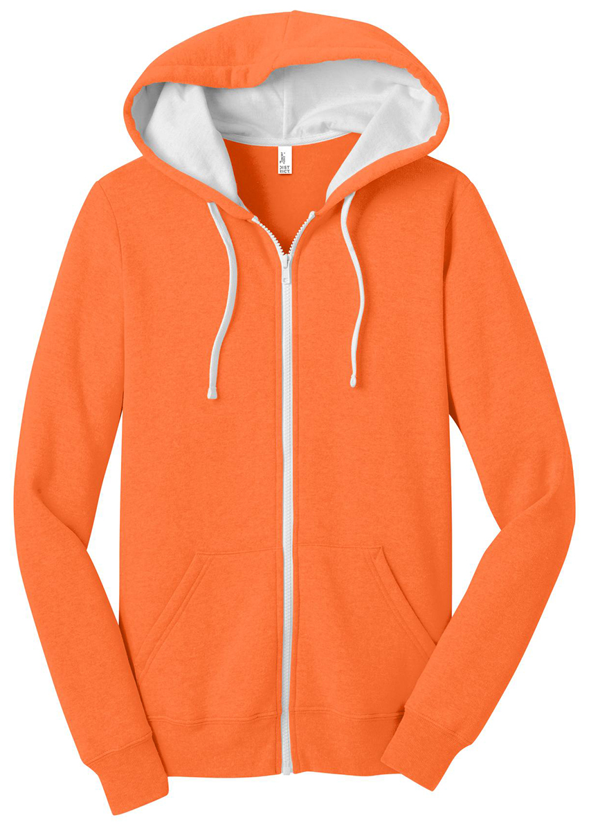 orange zip up sweater