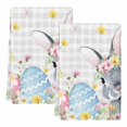 thumbnail image 2 of Easter Bunny Kitchen Towels Set of 2, Blue Easter Eggs Spring Floral Grey Plaid Absorbent Dish Towels for Kitchen, Microfiber Hand Towel, Quick Drying Tea Towel for Cleaning Decorative Dishcloths, 2 of 7