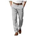 thumbnail image 1 of Zszcpp Linen Pants Men Button Solid Long Simple Style Going Out Vacation Leisure Lounge Trousers Casual Trouser, 1 of 8