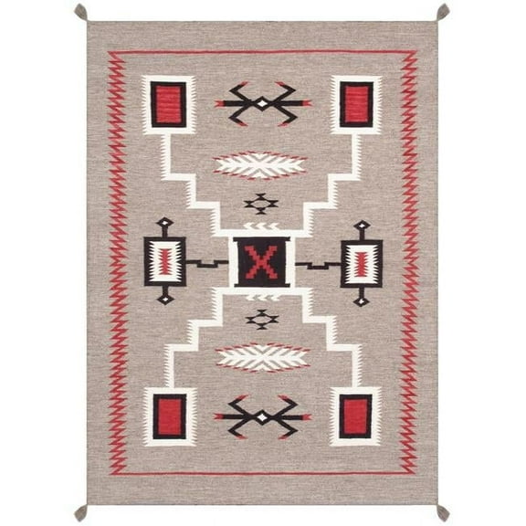 Pasargad Home Tuscany Collection Reversible Wool Mocha Area Rug- 5' 1'' X 7' 0''