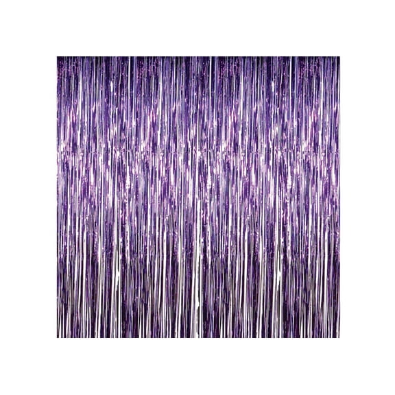 Purple Metallic Foil Party Tassel Curtain Fringe Wall Decoration Hanging 3'x 8'