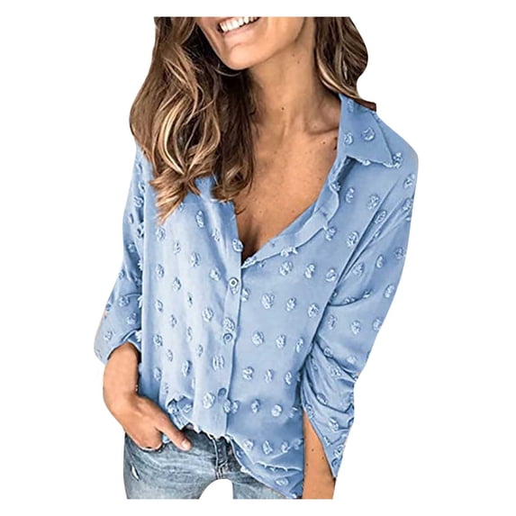 adviicd Turquoise Blouses Womens Button Down V Neck Shirts Long Long Sleeve Office Casual Business Plain Blouses Tops White Blouse