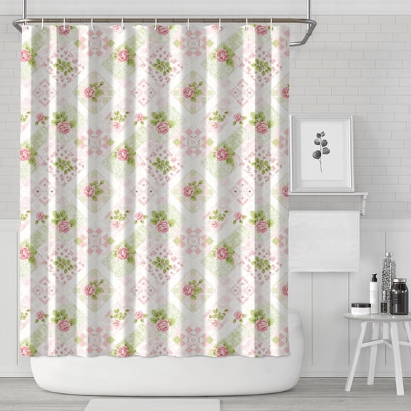 Pioneer Flower Floral Print Pattern Shower Curtain 84"x72", Bathroom Decorative Shower Curtain Set with 12 Hooks, Waterproof Washable
