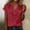 Red, variant on Cotton Linen Shirts for Women Casual V-Neck Short Sleeve Button Up Blouse Tops Lightweight Beach Vacation Tees,XXL,Red