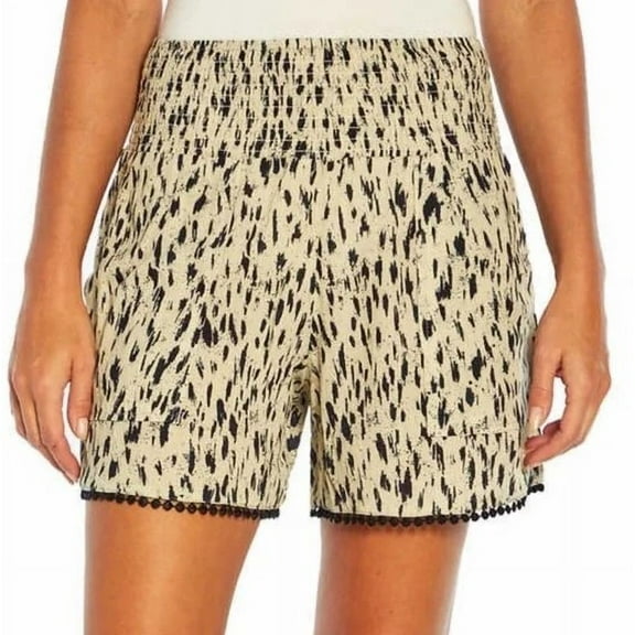 Three Dots Ladies' Size Medium Elastic Waist Pull-On Shorts, Animal Print