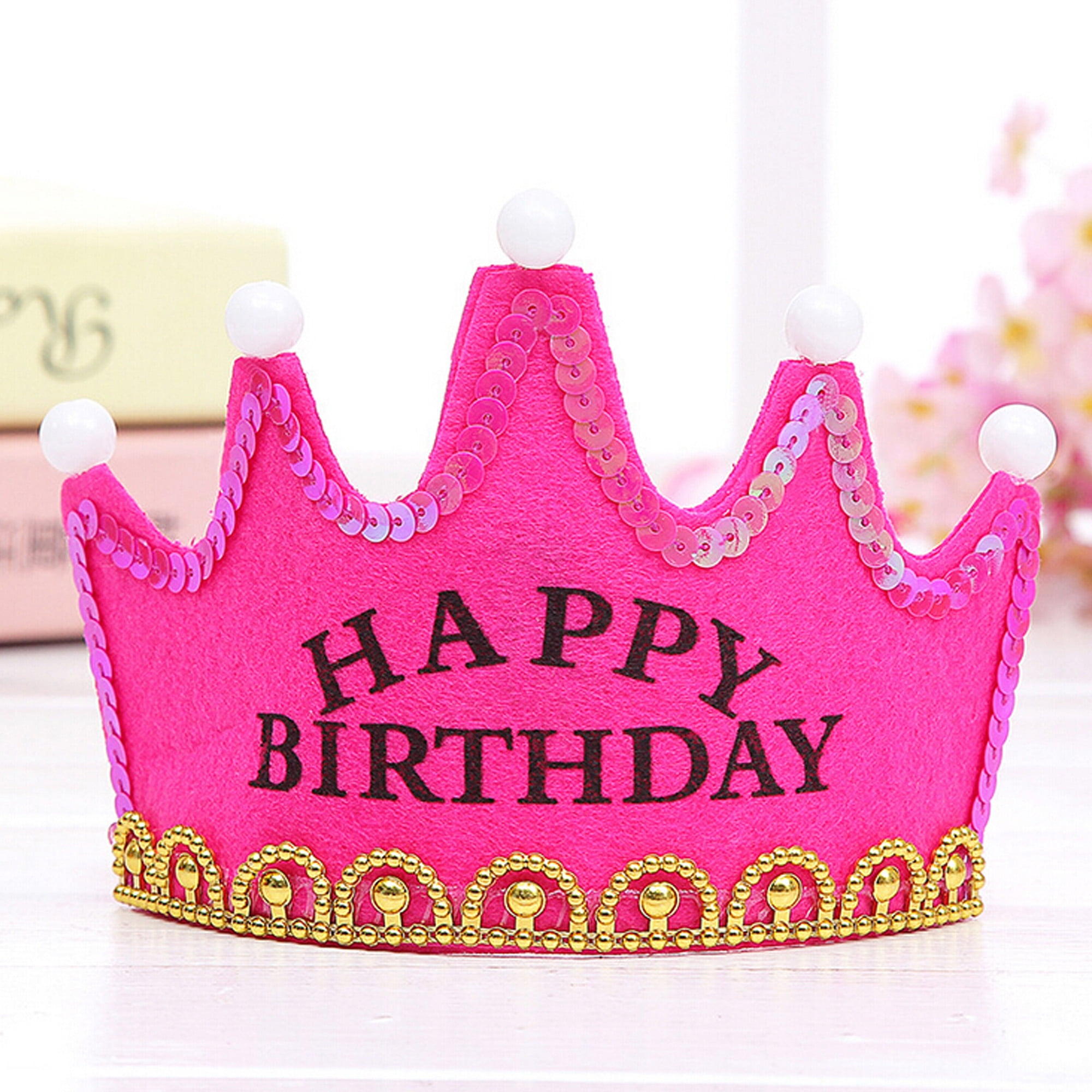 AmShibel Happy Birthday Party Crown Hats Princess LightUp LED Blinking