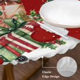 thumbnail image 3 of Red Snowman Christmas Round Tablecloth, Fitted Table Cover with Elastic for 36"-44" Round Tables, Xmas Snowflake Botanical Table Cloth Outdoor Indoor Dinning Party Waterproof Tablecloths, 3 of 7
