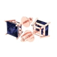 thumbnail image 2 of Clara Pucci 4Ct Blue Sapphire Princess Cut VVS1 Screw Back Stud 18k Solid hypoallergenic Gold Designer Earrings For September, 2 of 7