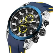 MEGIR Mens Watches Luxury Sports Wristwatch Luminous Date Quartz Chronograph Silicone Strap 2144