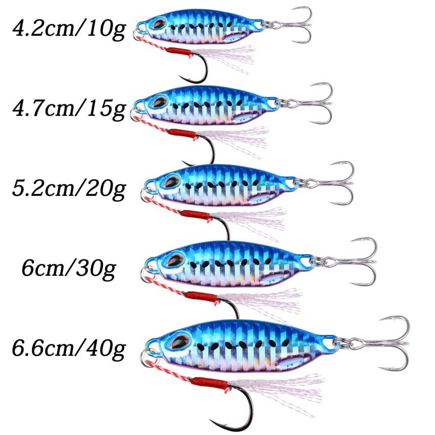 7 Pack Metal Cast Jig Spoon 10-40g Shore Casting Jigging Bass Lure Saltwater
