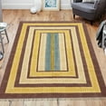 thumbnail image 3 of Casavani Hand Block Printed Brown Cotton Square Dining Room Carpet Outdoor Patio Rug 6x6 feet, 3 of 6