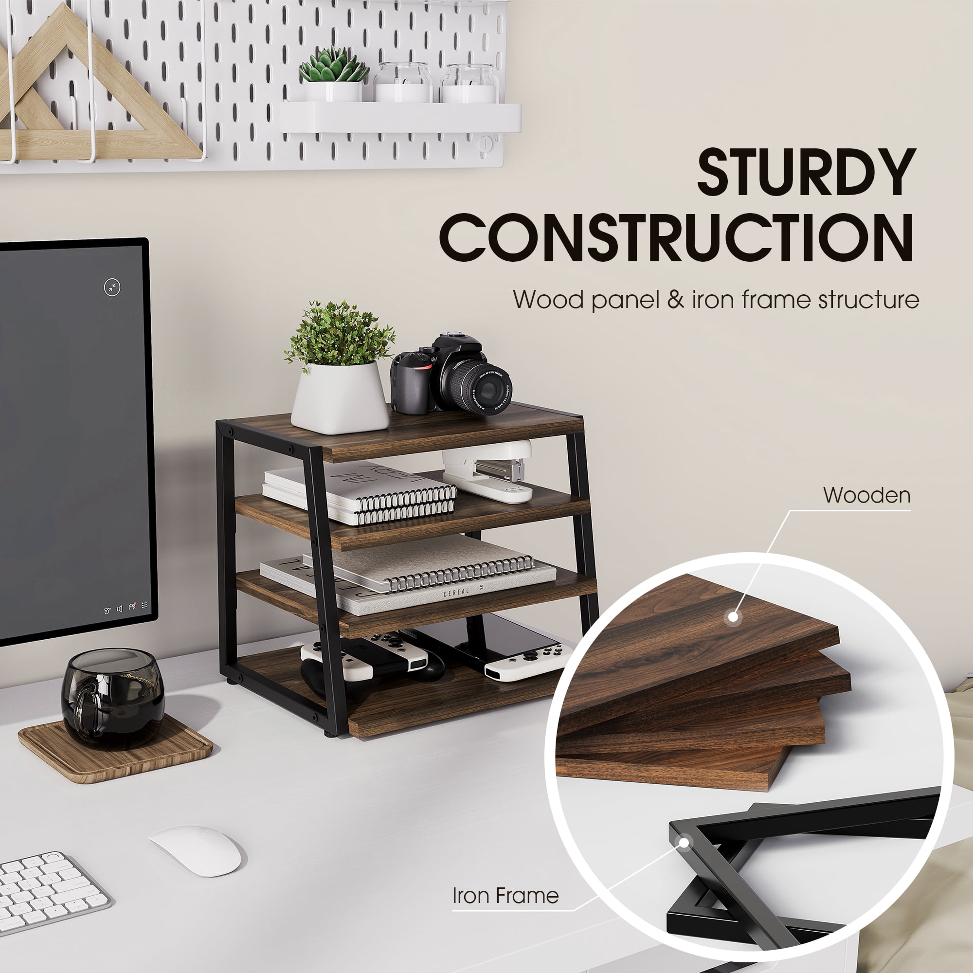 Fenge Desk Organizer, 4 Tier File Organizer for Desk