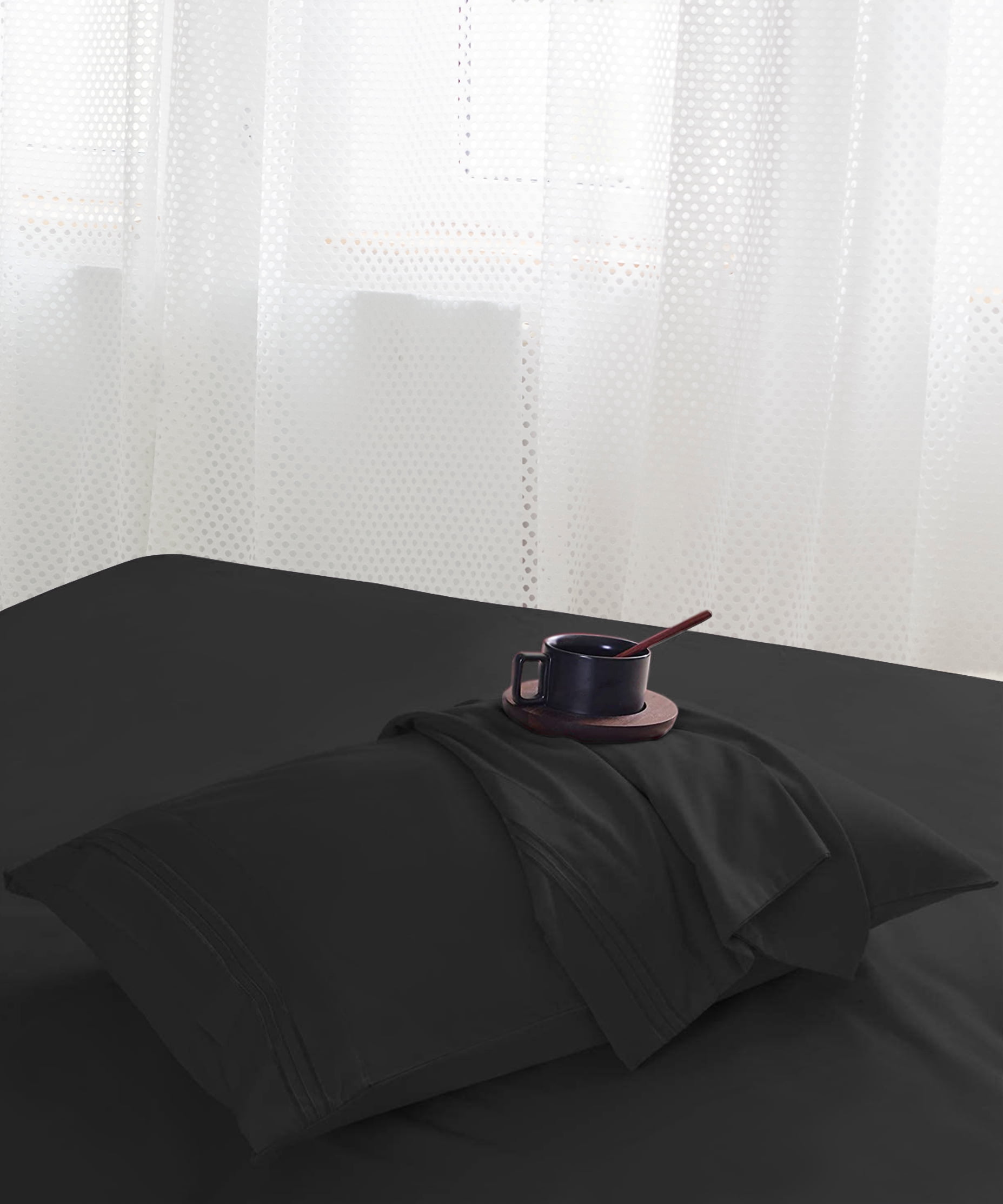 Bamboo Ultra Soft Sheet Set – Wrinkle Free, Deep Pocket, Machine Washable, Hypoallergenic, Fade Resistant Bedding Set - 6 Piece Set (Queen, Black) Luxury 1800