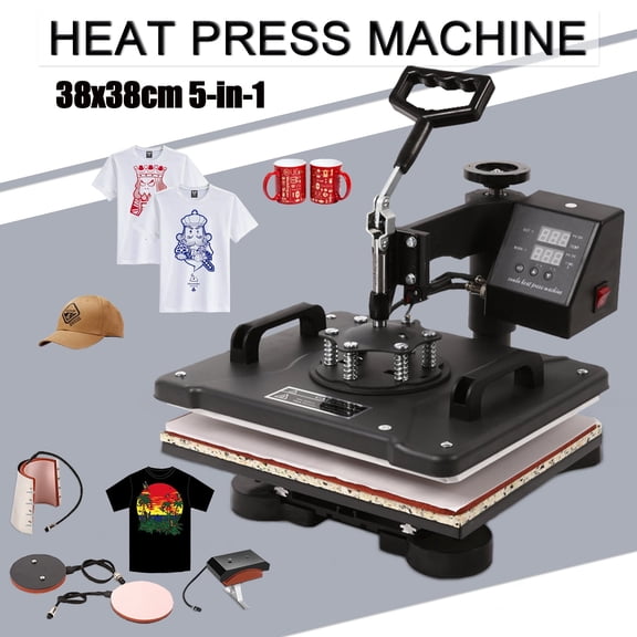 Multifunctional Heat Press Machine 15"x15" 5 in 1 Combo Digital Multifunctional Sublimation Heat Transfer Machine Display 360 Degree Rotation Swing Away