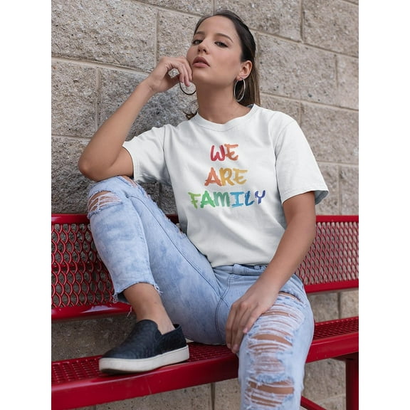 Colorful We Are Family Women T-Shirt, Female Large