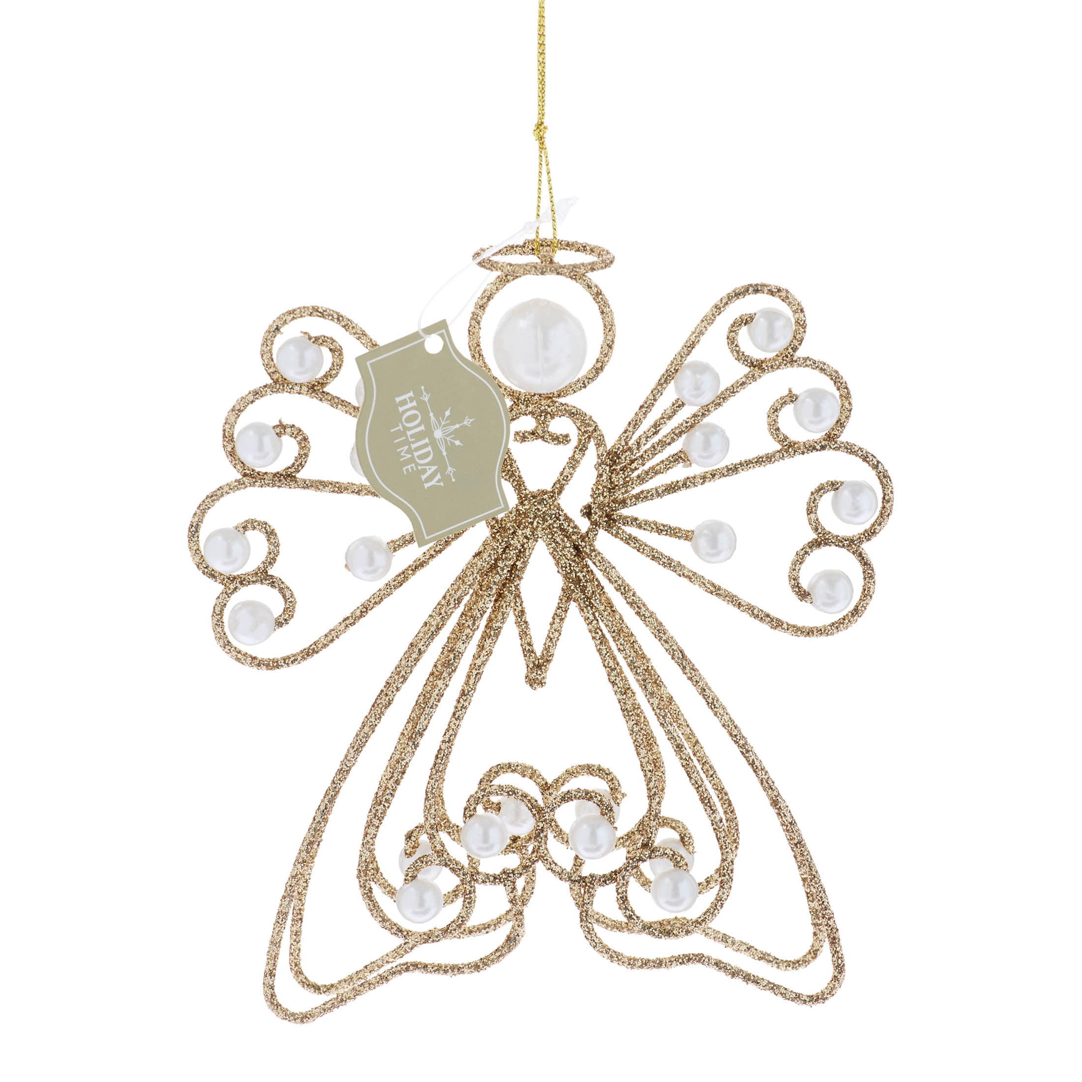 Gold and Pearl Glitter Wire Angel Christmas Ornament, 5", by Holiday Time