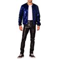thumbnail image 2 of CHAQUETA CHIC para Hombres Chaqueta de Béisbol con Lentejuelas Argyle Fiesta Club Chaqueta Brillante 2XL Azul, 2 of 5