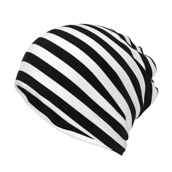 Multifunction Beanie Hat Black And White Stripe Beanie Hat Scarf Stretch Skull Cap For Women Men