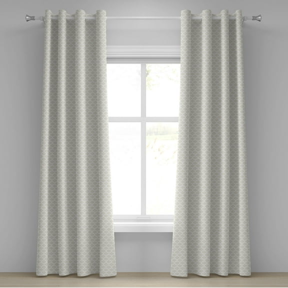 Ambesonne Beige Grommet Curtain, Delicate Classical Rows, 50" x 120", Eggshell White