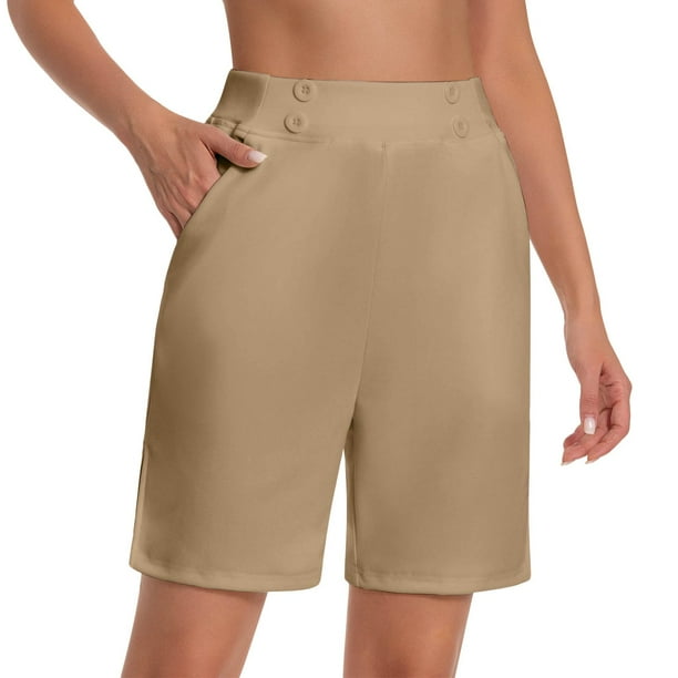 WILLBEST Pantalones Capri Casuales para Mujer, de Verano, Elásticos, Hasta La Rodilla, para Entrenamiento, Yoga, Informales, con Cintura Elástica, con Bolsillos, Talla 95 Mediana
