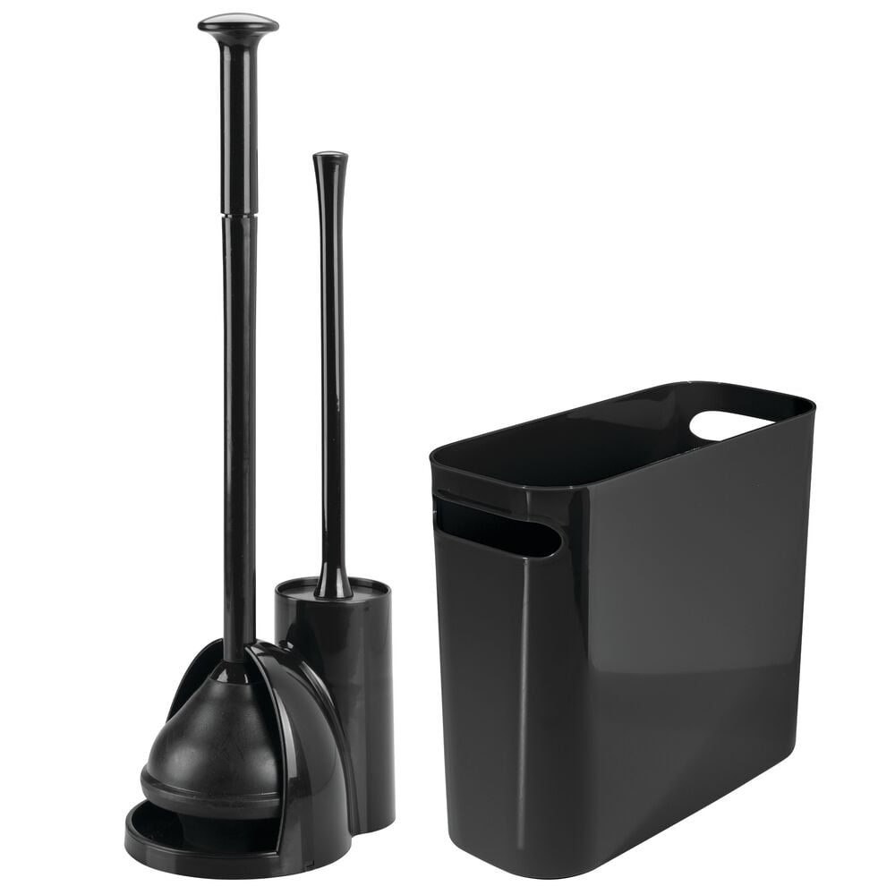 mDesign Compact Freestanding 2in1 Plastic Toilet Bowl Brush/Plunger