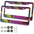 thumbnail image 2 of 2Pcs License Plate Frames Mardi Gras Universal Aluminum License Plate Holder Cover Rust-Proof Car Tag Frame with Screw Caps Home Decor, 2 of 7