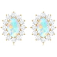 thumbnail image 2 of Rosec Jewels Oval Shape Ethiopian Opal Stud Earrings with Diamond Halo - 5X7 mm - AAA Grade, 10K Yellow Gold, 2 of 7
