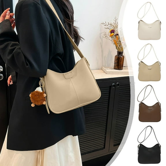 Retro Crossbody Bag for Women - Fashionable PU Leather Shoulder Bag with Large Capacity (Beige/Black/Khaki/Coffee) 9.06x7.68x2.76in