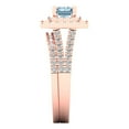 thumbnail image 3 of 3.05ct Brilliant Emerald Cut Natural Sky Blue Topaz 14K Rose Gold Halo Solitaire with Accents Engagement Bridal Wedding Ring Band Set size 8.25, 3 of 7