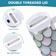 thumbnail image 3 of Yayeee 40oz Stainless Steel Tumbler with Straw and Handle Double-Wall Insulated Travel Water Bottle, Light Blue Shimmering Pattern, 3 of 8