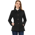 thumbnail image 1 of Abrigo de mujer con cuello ponit, gabardina de un solo pecho, gabardina Negro L, 1 of 5