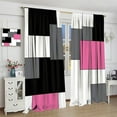 thumbnail image 3 of Pink and Black Curtains Gray White Geometric Silver Dark Abstract Square Art Curtain with Rod Pocket for Bedroom Living Room Home Decor Drapes Window Treatments 2 Panels Set 42x54, 3 of 3